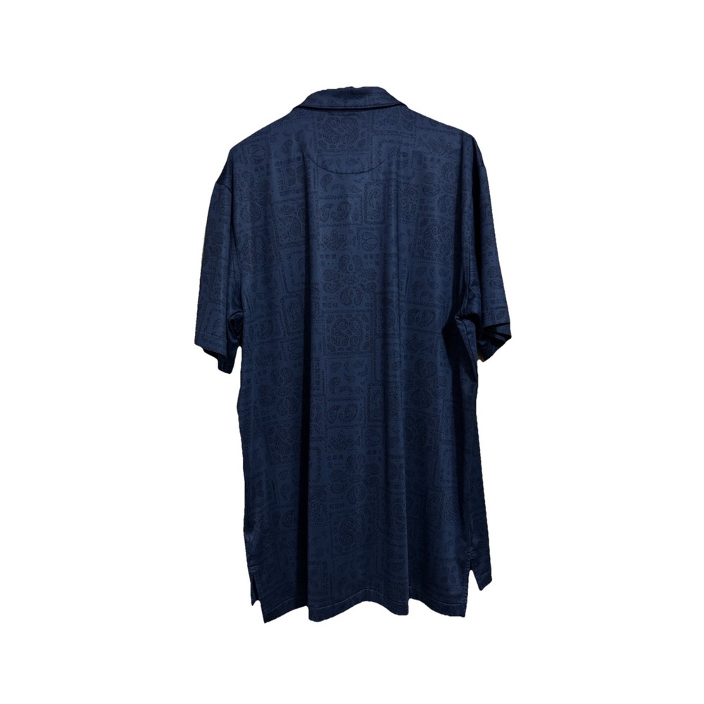Peter Millar Summer Comfort Men's Polo L Short Sleeve Dark Blue Paisley - Picture 9 of 16